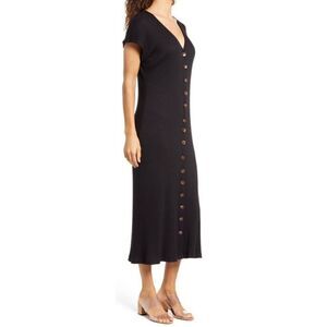 SANCIA The Delilah Midi Dress in Black Bamboo Rib NWOT Size Small